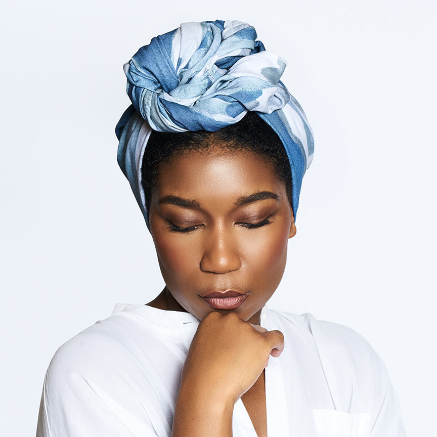 Melanin "Better Than Cotton" Head Wrap (Blue Wave) - melaninhaircare